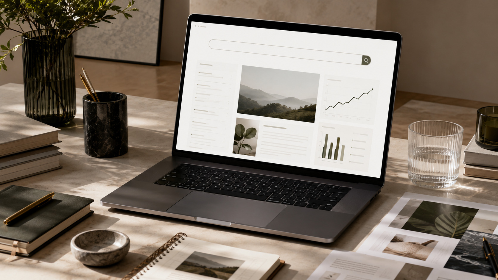 seo-content-strategy-vaancreative SEO and content strategy workspace with search interface, ranking analytics and editorial planning